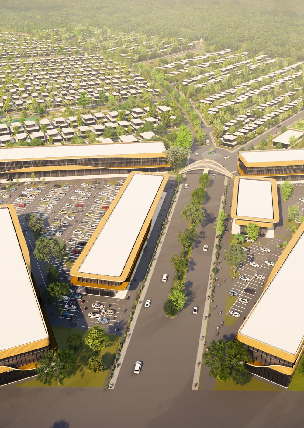 Aerial render of the wider Amoha masterplan on Ring Road